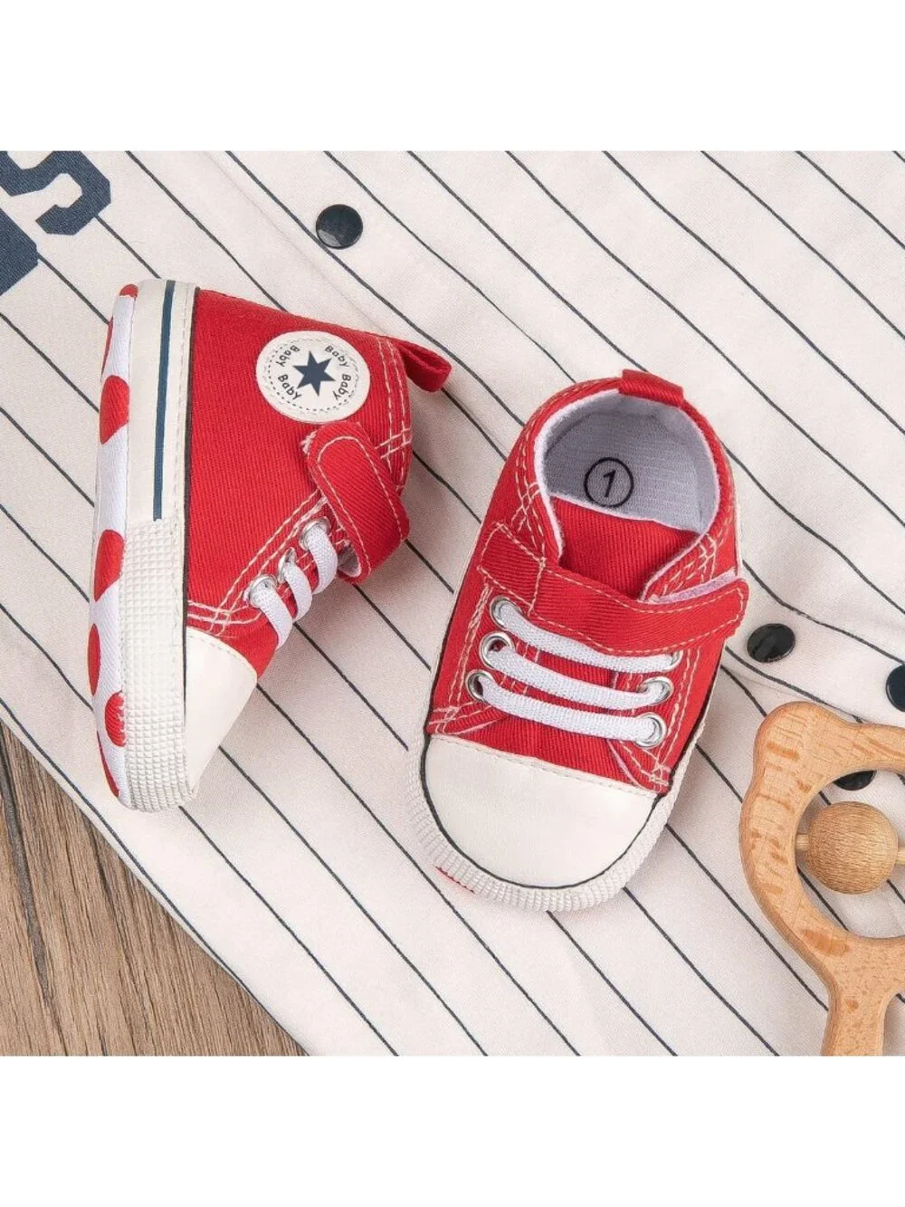 Unisex Baby High-Top Canvas Sneakers, Soft Sole Anti-Slip First Walking Shoes